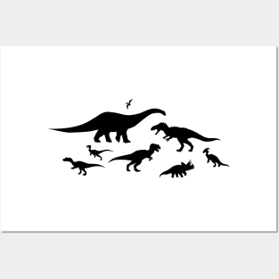 Black and White Dinosaurs Posters and Art